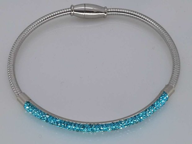 Flex-armband 18cm, Turquoise kristalreihe, edelstahl