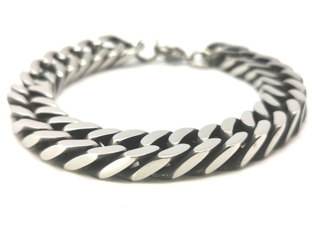 Armband, grobes rechteckig glied, Karabinerverschluss, Edelstahl