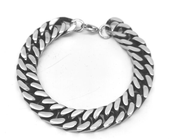 Armband, grobes rechteckig glied, Karabinerverschluss, Edelstahl