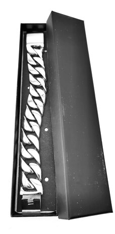 Extra breites poliertes Edelstahl-Gliederarmband XL. L 24 cm