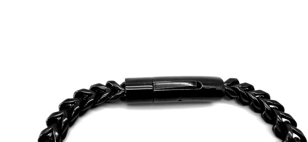 Schwarzes Stahlarmband Hervorragendes Fischgrätenglied. L 22 cm
