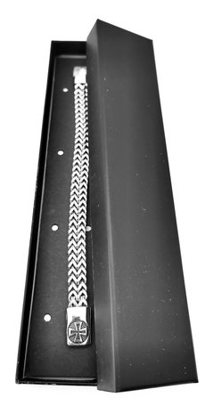 Stahlarmband Hervorragendes Fischgrätenglied mit keltischem Kreuz. L 23 cm