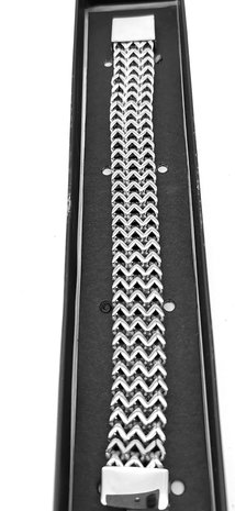 Stahlarmband Hervorragendes breites Glied mit Fischgrätenmuster. L 23 cm