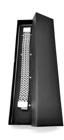 Stahlarmband Hervorragendes breites Glied mit Fischgrätenmuster. L 23 cm