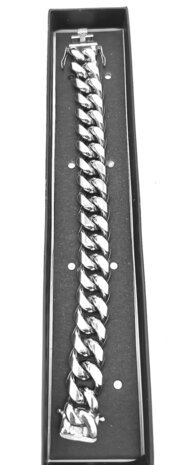 Stalen zilverkleurige grove Curb Cuban Link 18mm schakelketting armband. L 22 cm