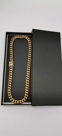 Stalen goudkleurige gourmet schakelketting ketting 55 cm.