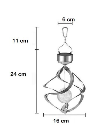 Solar RVS windspel, led kogel met afwisselende kleuren