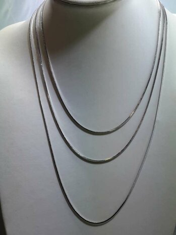 Edelstaal vierkant slangenketting, L 50 cm