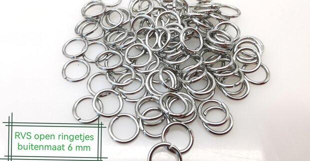 100 - Edelstahl - offene Ringe - 6 mm - Schmuckherstellung - Schmuckaugen - Biegeringe