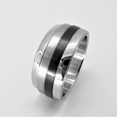 Edelstahl breit - Spannung - Spinning - Ringe - Dreifachfarbe. Dieser Ring ist sowohl für Damen als auch für Herren geeignet.
