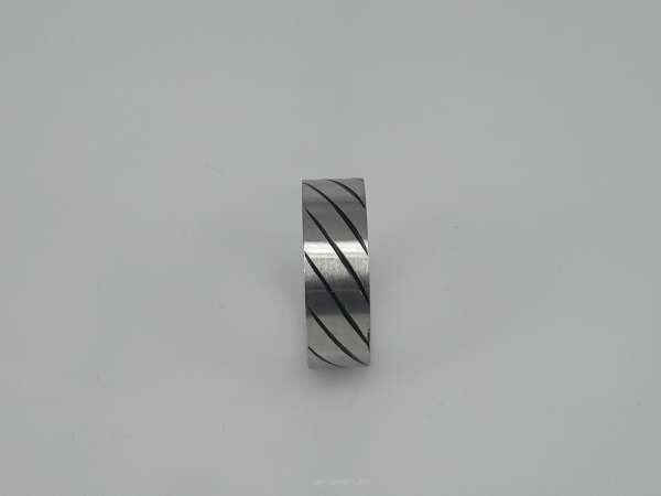 Edelstahl Ringe breit, zebra streifen