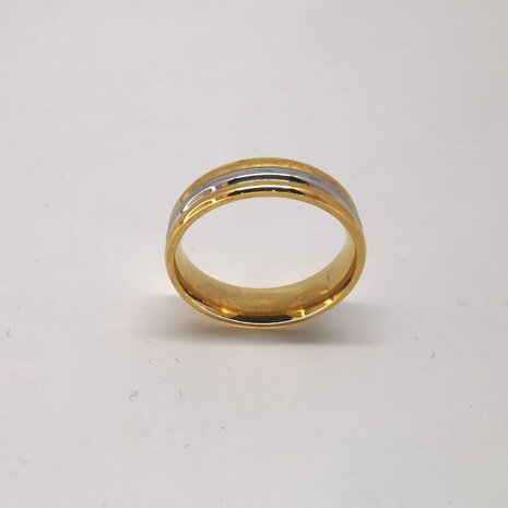 Edelstahl Ringe, 2 goldf. ring 1 stahlf ring