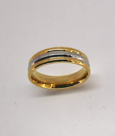 Edelstaal Ringen, 2 goudkl ring 1 staalkl ring
