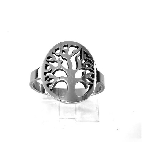 Edelstaal Ringen zilverkleurig levensboom motief