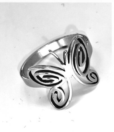 Edelstahl Ringe Silberring mit Schmetterling.