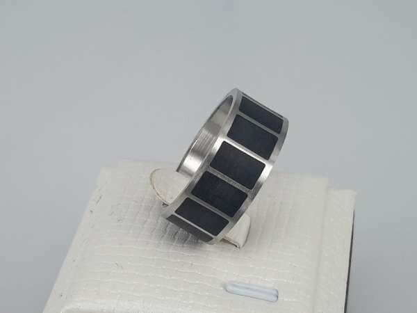 Edelstahl Ringe, schwarzes Rechtecke, Box 36St