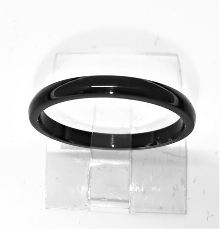 RVS zwart Ringen, rond, glad als minimalist ring-pinkring-kinderen ring doos 36st