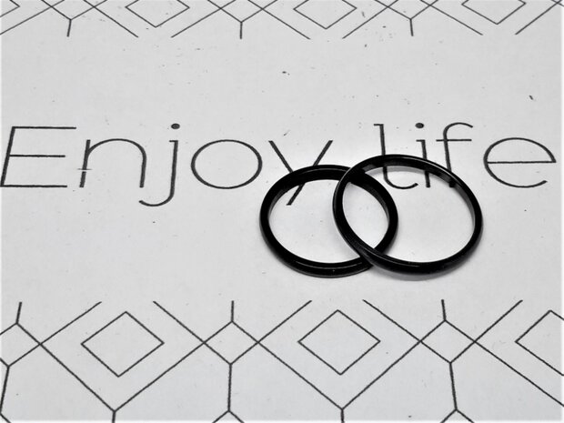 Edelstahl schwarz Ringe, rund, glatt als minimalistischer Ring-Rosa Ring-Kinderring Box 36St