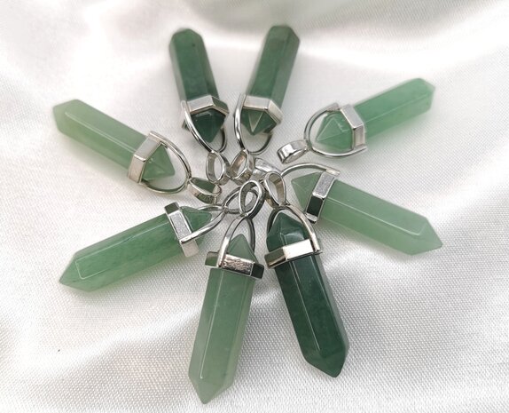 Halskette mit grünem Aventurin, Edelsteinanhänger, Obelisk-Eiszapfen