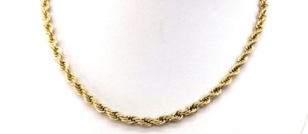 RVS Goudkleurige twisted koord ketting Lengte 45 cm