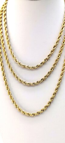 Edelstahl Goldfarbene Halskette aus gedrehter Kordel, Länge 50 cm