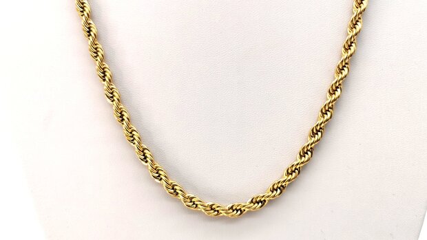 RVS Goudkleurige twisted koord ketting Lengte 60 cm