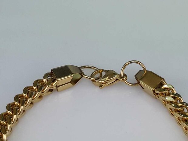 Edelstahl Gold farbe Armband, Quadrat Gourmet- gliede.
