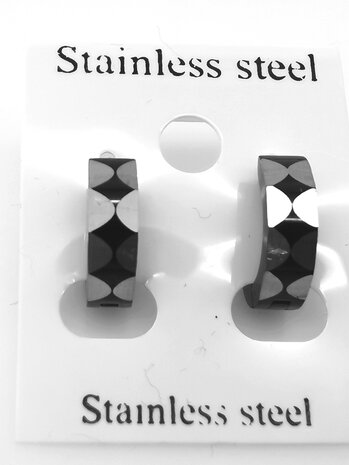 Stahl - Ohrringe - Schwarz/Silber - Quadratisch - Eckig - Modell
