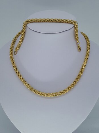 Geflochtene Halskette mit Armband – Foxtail Link – Edelstahl Edelstahl goldfarben.