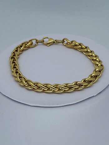 Geflochtene Halskette mit Armband – Foxtail Link – Edelstahl Edelstahl goldfarben.