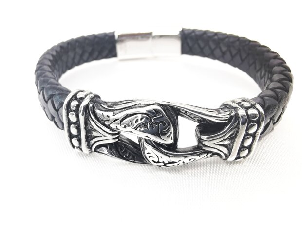 Herren-Lederarmband mit Infinity-Design aus Edelstahl.