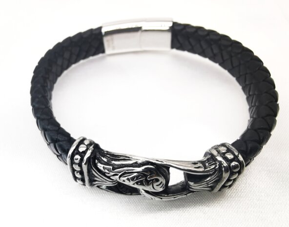 Leren armband heren met RVS Infinity design.