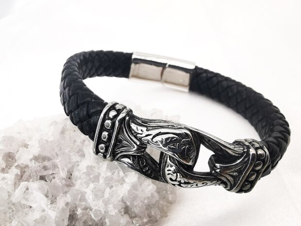 Leren armband heren met RVS Infinity design.