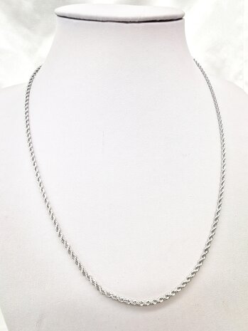 RVS zilverkleurig Twisted koordketting L 55 cm x D 3mm