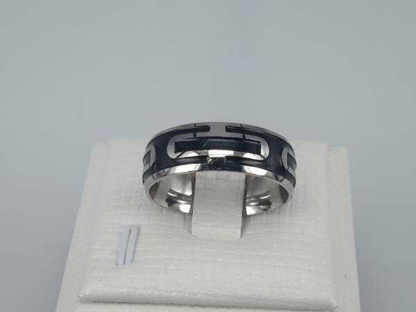 Edelstahl Ring, gerundet, schwarze -I-