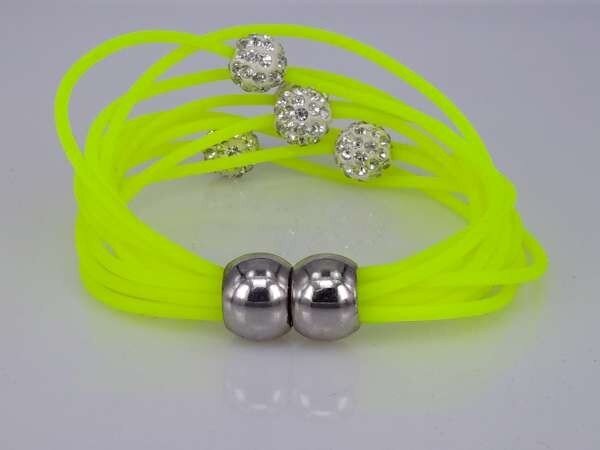 Armband van 10 NEON siliconen draden à 2mm, 7 kleuren