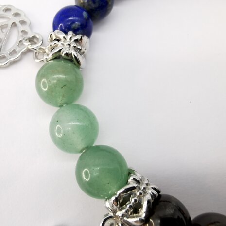 Chakra armband van natuursteen met 7 gebed bedel.