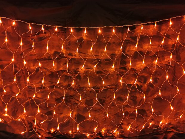 Orange 1x2mtr Net, 160 orange LEDs, 8 Programme & Fernbedienung, verknüpfbar, IP44, für den Innen- und Außenbereich
