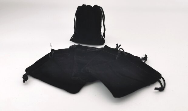 Luxus-Samt-Schmuckbeutel schwarz mit Nylonkordel, h9, je 50