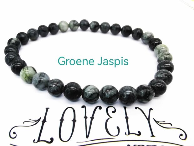 Grüner Jaspis– 6 mm Perlenarmband