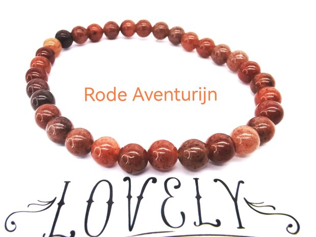  Rode Aventurijn – 6mm Kralen Armband