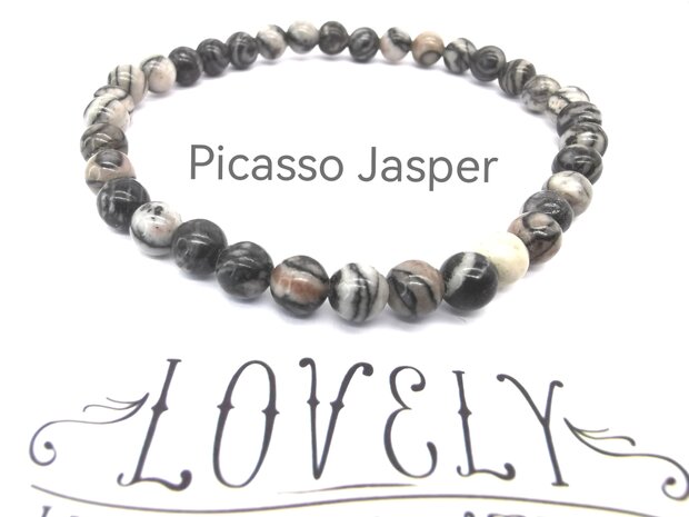 Picasso jaspis – 6mm Kralen Armband