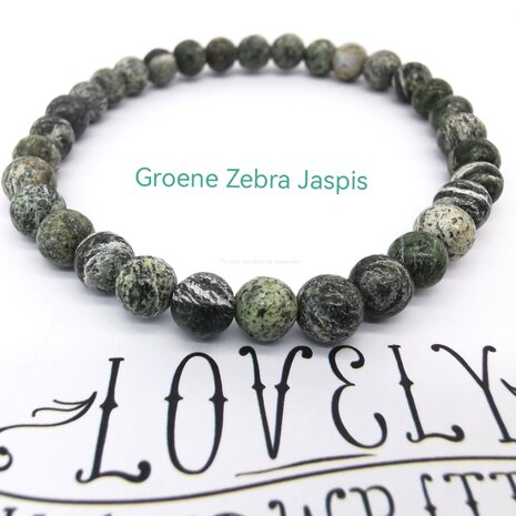 Grüner Zebra-Jaspis – 6 mm Perlenarmband