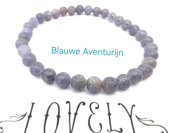 Blauer Aventurin – 6 mm Perlenarmband
