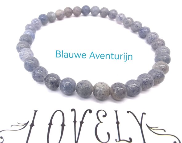 Blauwe Aventurijn – 6mm Kralen Armband