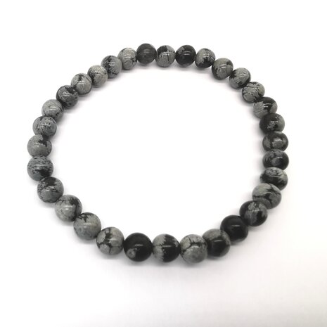 Schneeflocken-Obsidian – 6 mm Perlenarmband