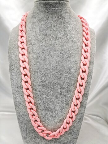 Trendy 2 in 1 Zonnebril / Ketting - Brillenkoord  Acryl schakelketting -L70 cm  mat light pink