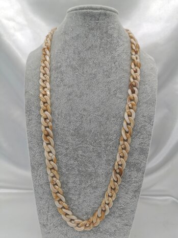 Trendy 2 in 1 Zonnebril / Ketting - Brillenkoord  Acryl schakelketting -L70 cm Ivoor gemêleerd