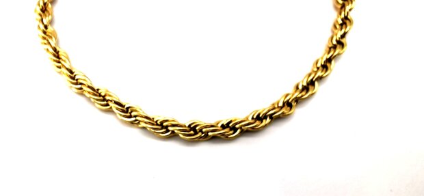 Edelstahl Armband aus goldfarbenem, gedrehtem Kordelband Größe 17 cm.