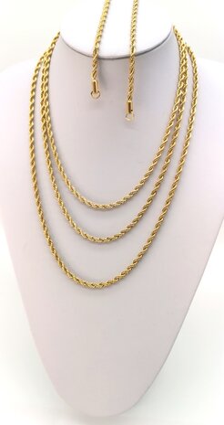 Edelstahl Goldfarbene Halskette aus gedrehter Kordel, Länge 60 cm